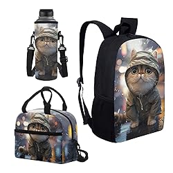 Glomenade Cute Cat Print Backpack Set for