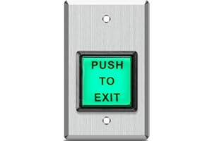 Push to Exit Button, Briidea Indoor Green Square Request to Exit Button with Green LED Square, Made of Stainless Steel, Sturd