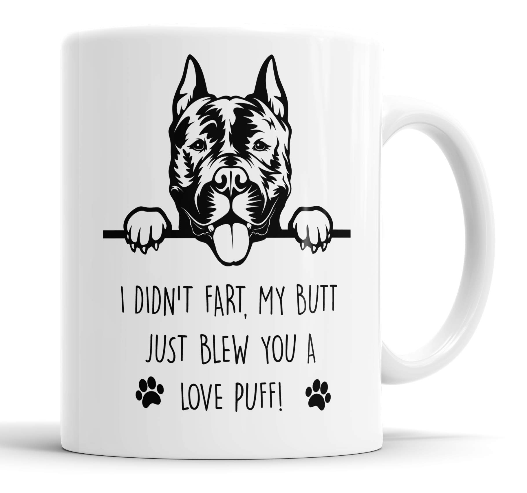 Faithful Prints Staffy Mug I Didn't My Butt Just Blew You A Love Puff Pet Present Staffordshire Bull Terrier Dog Mum Dad Friend Joke Funny Gift Cup Birthday Christmas, Ceramic Mug