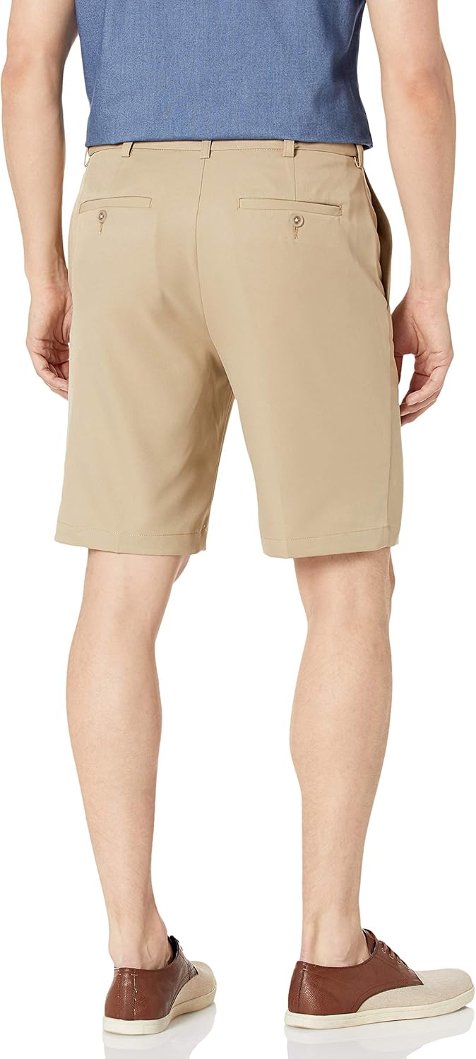 Haggar Men's Cool 18 Pro Straight Fit Stretch Solid Flat Front Short at  Men’s Clothing store
