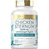 Carlyle Chicken Sternum Cartilage Collagen Capsules | Type II 3000mg | 120 Pills | Plus Hyaluronic Acid | Non-GMO, Gluten Free