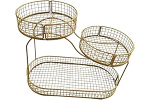 Generic Fruit Basket for Kitchen Counter Metal Wire Fruits Stand Multipurpose Produce Holder 3 Tier for Onion Bread Vegetable
