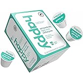 happy coffee light roast coffee pods, 22 count, notes of toasted biscotti and levity, compatible with most K-cup brewers, rainforest alliance certified