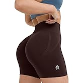 TRYTO Women's Active Easy Effortless Compressive / Stretchy Seamless Scrunch Workout Buttery Soft High Waist Butt Lifting Shorts, Stretchy Cocoa, Large