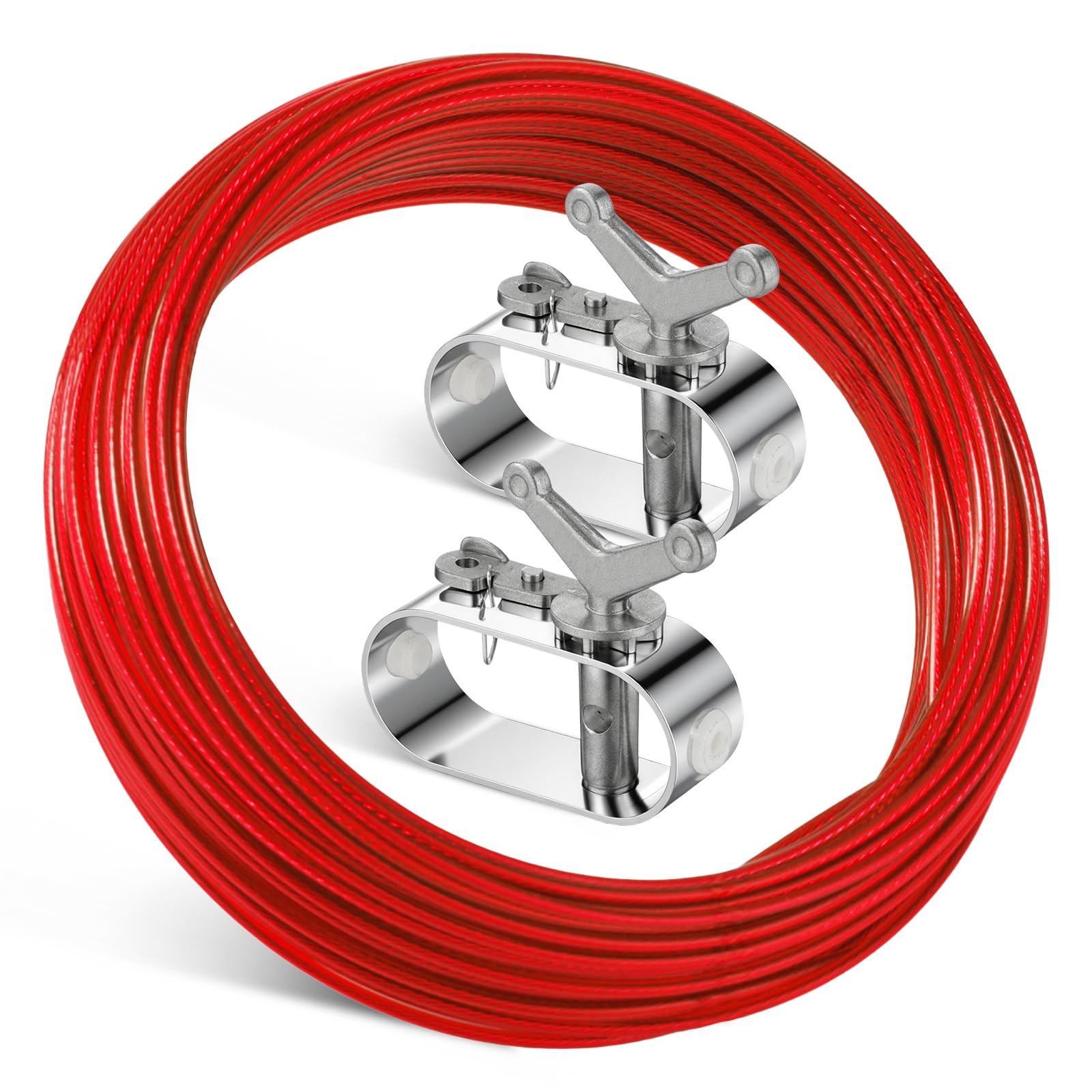 Photo 1 of 100FT Pool Cover Cable and Winch Kit - Winter Cover Wire and Ratchet for Oval Round Rectangular Pool Winter Cover Trap Tent Car Cover Curtain,Red.