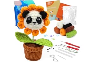 ALAGIRLS Crochet Kit for Beginners, Beginner Crochet Kit - Potted Plant & Crochet Animal Kit, Starter DIY Pack with Step-by-Step Video Tutorials, Panda Plant