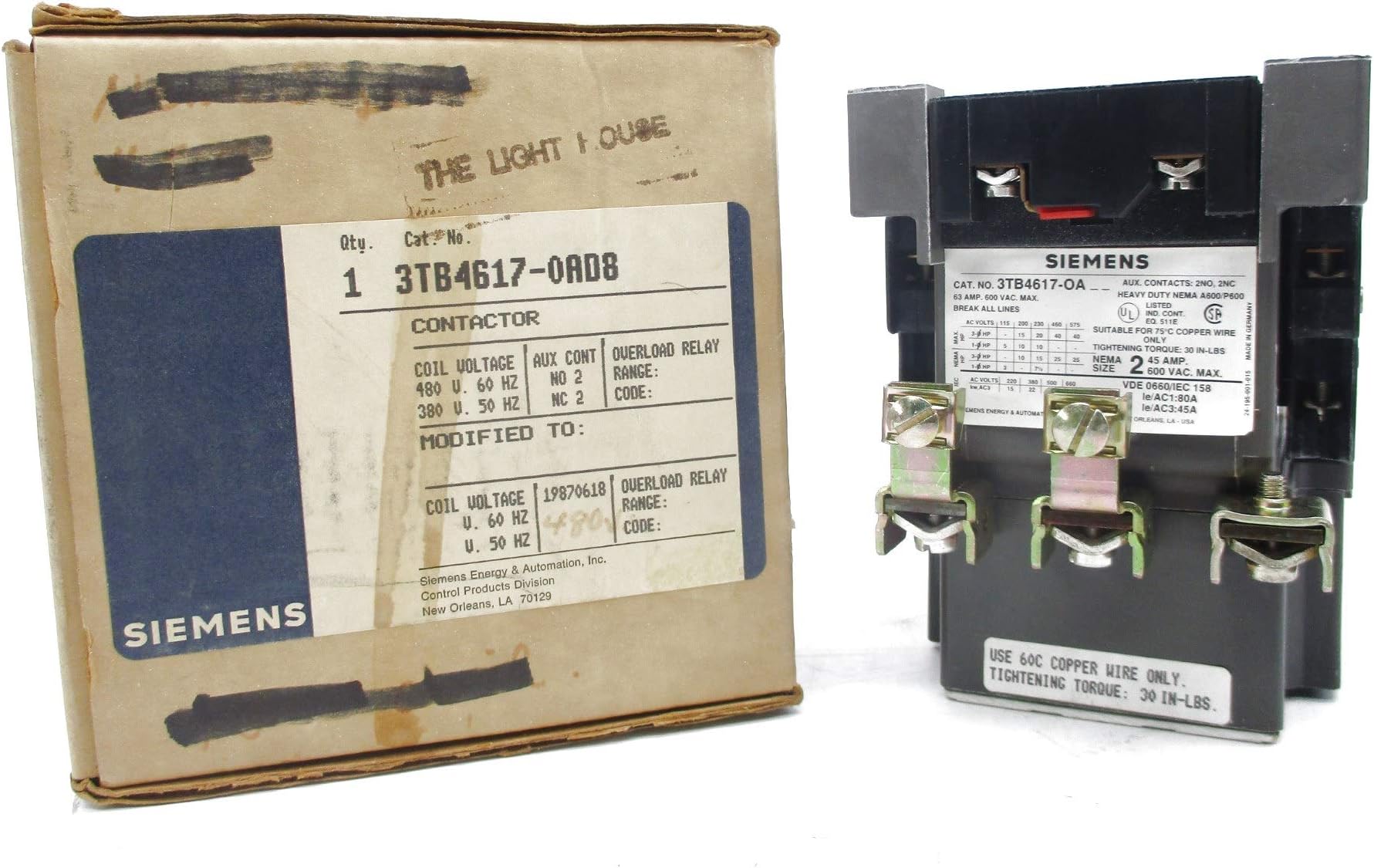 Siemens 3TB4617-0AD8 480V NSMP