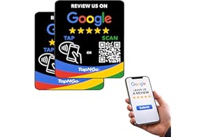 NFC Google Review Tap Plate – PVC Sign with Epoxy Finish – Contactless Tap to Leave Instant Google Reviews – Smart Review SEO