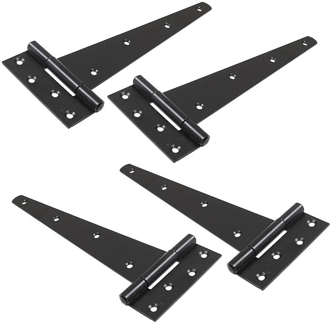 2X Pairs of Black 14"/350mm Heavy Duty Tee Hinges Long Gate/Shed/Door