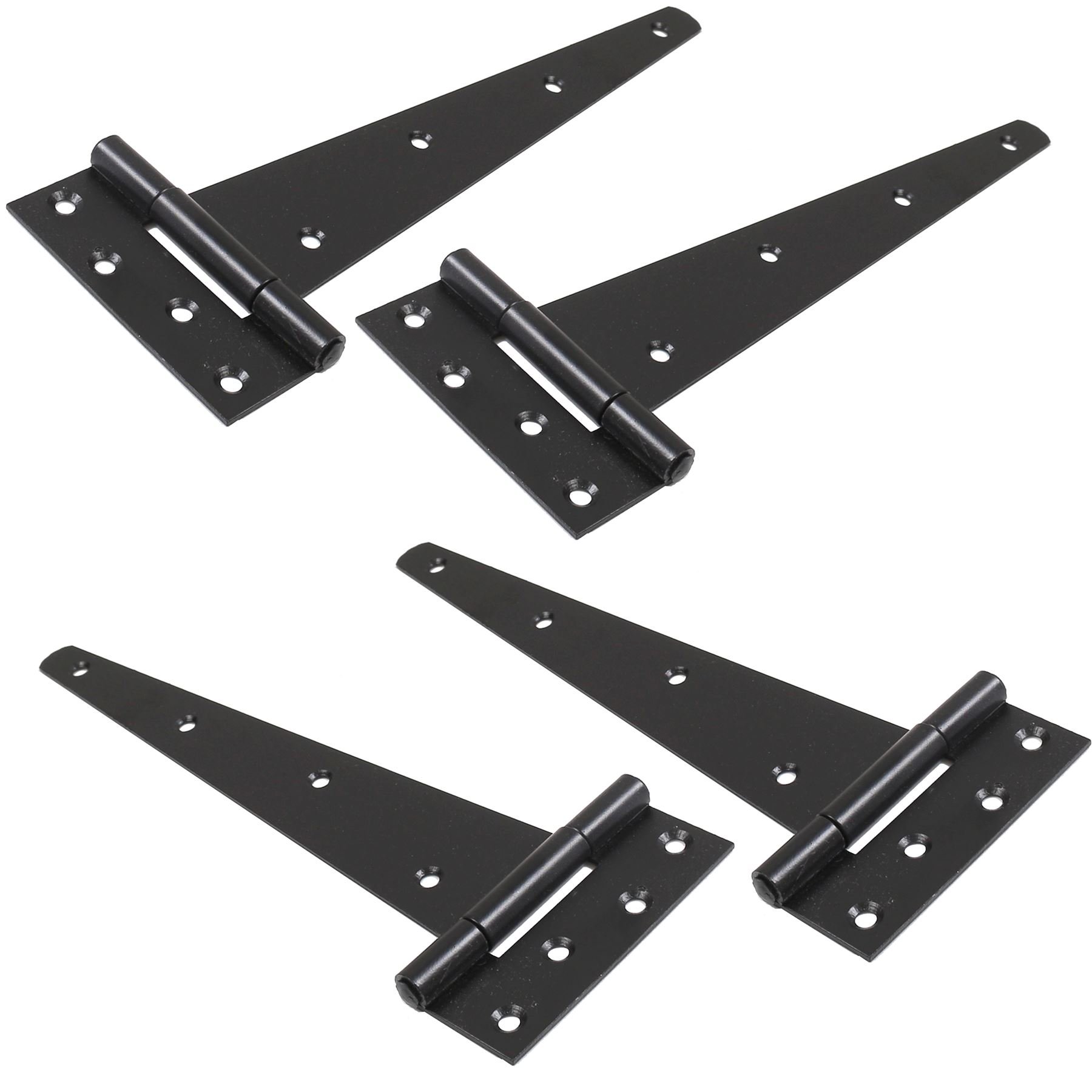 2X Pairs of Black 14"/350mm Heavy Duty Tee Hinges - Long Gate/Shed/Door T Hinges