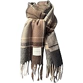 WDIRARA Women's Plaid Scarf Winter Scarves Tartan Tassel Warm Soft Shawl Wraps