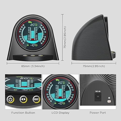 Gps Camping Car Compteur De Pente Voiture GPS - Inclinomètre HUD Angle Inclinaison - Vitesse PMH/KMH - Compas - ABS Noir Accessoire Dashboard Voiture