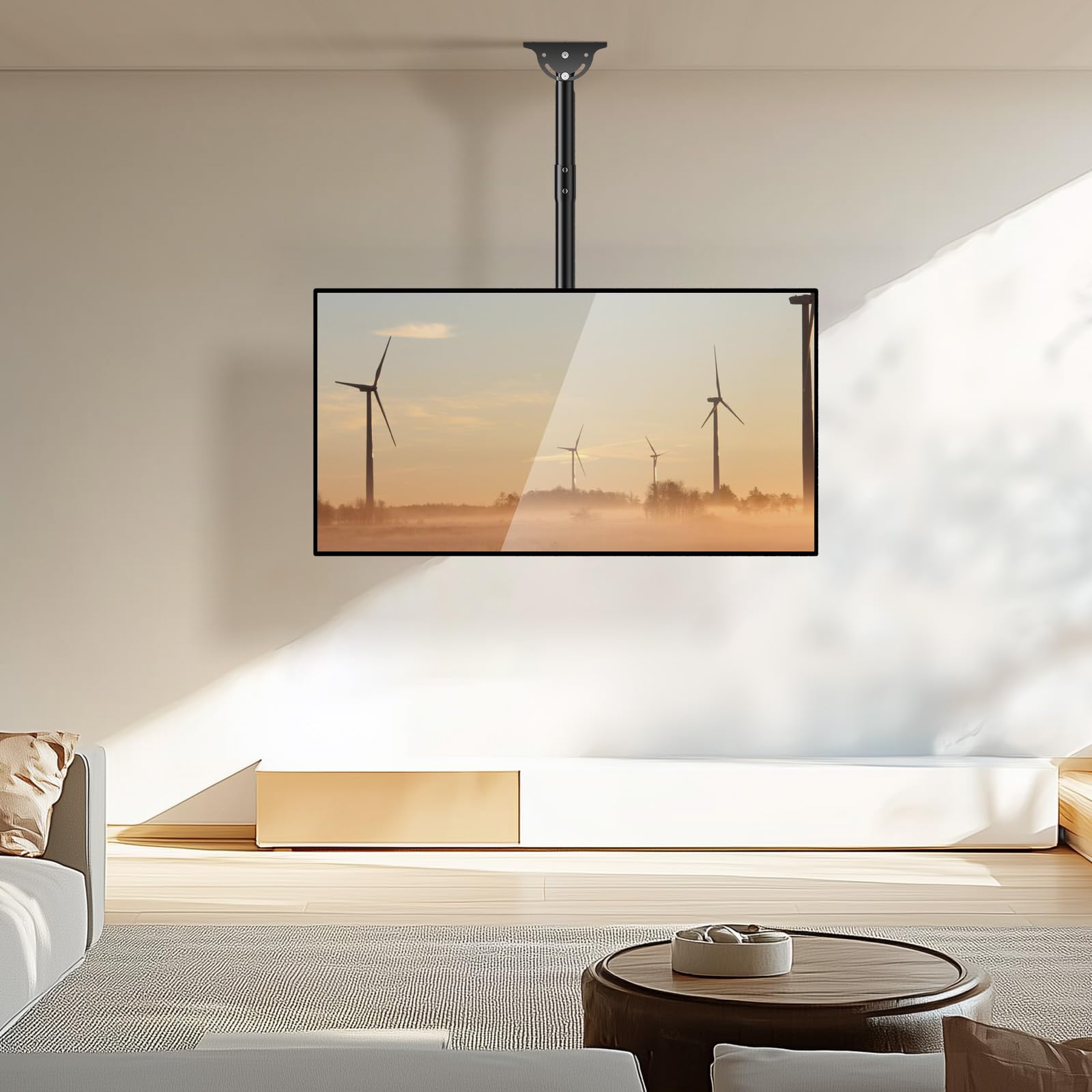 WALI Ceiling TV Mount for 37-90 inch, Hanging Adjustable Ceiling Mount TV Bracket Fits Most LED, LCD, OLED 4K TVs, Holds up to 220lbs, Max VESA 800x400mm (CM3790), Black