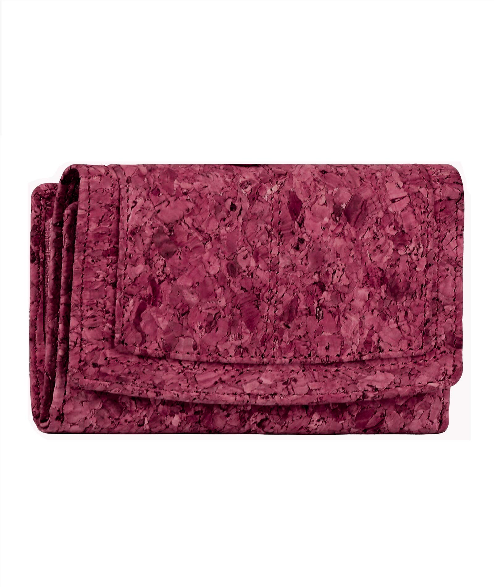 Hudson & James Ladies Designer Cork Vegan RFID Blocking Shield Compact Card Holder Wallet Purse Multi Credit Card Women Clutch Wallet with Zip Pocket (Pink)