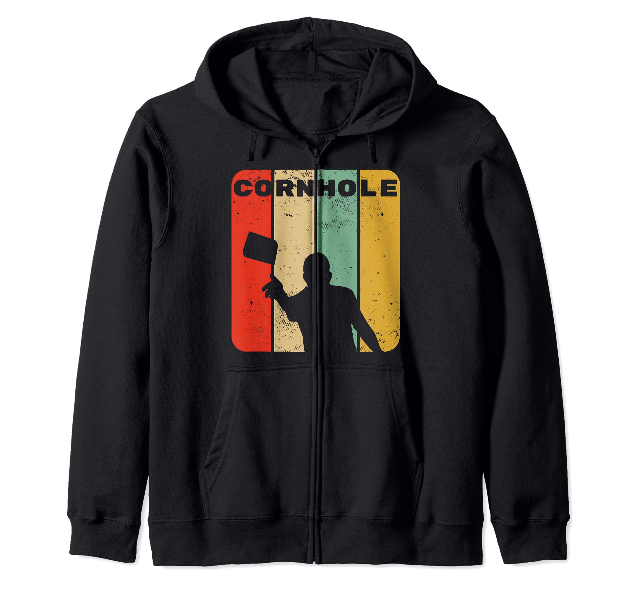 Cornhole Vintage Retro Style Team Tournament Zip Hoodie