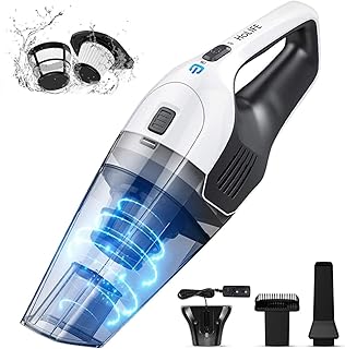 Holife Handstaubsauger Akku Beutellos 6000Pa, 11.1V /25min Handsauger Kabellos (870g, Doppel-Filtersystem, Wandhalterung, Rückschlagklappe, HEPA-Filter, Tragtasche) für Zuhause Autos (Nicht für Nass)