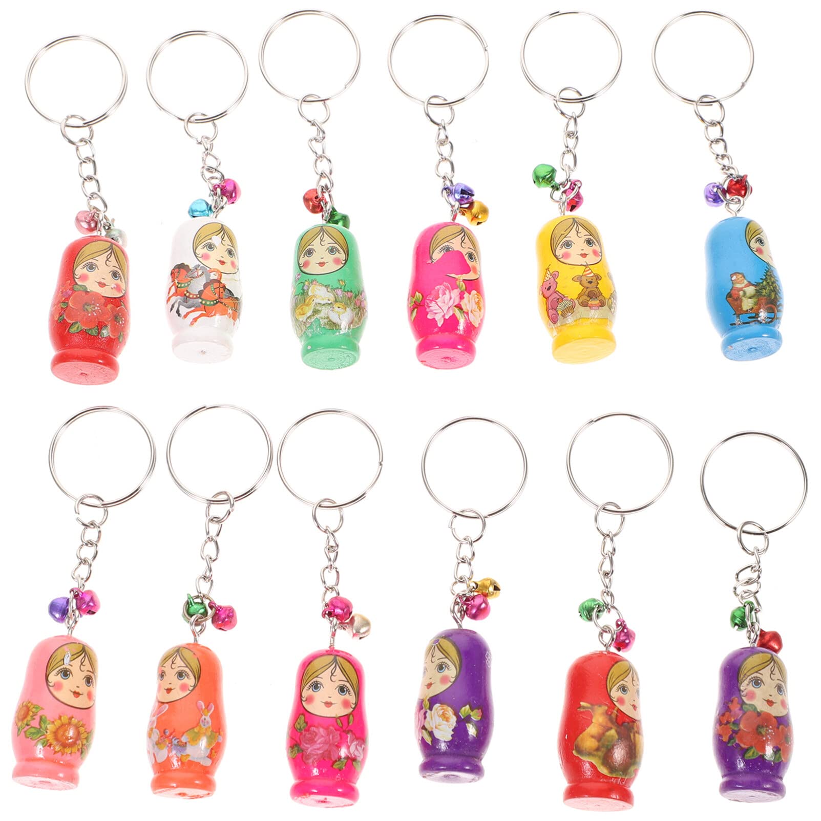 Balacoo 12PCS Russian Dolls Key Rings Creative Key Chains Wood Matryoshka Russian Dolls Key Rings (09KN32L2TA8C8HPEGTN15B7V)