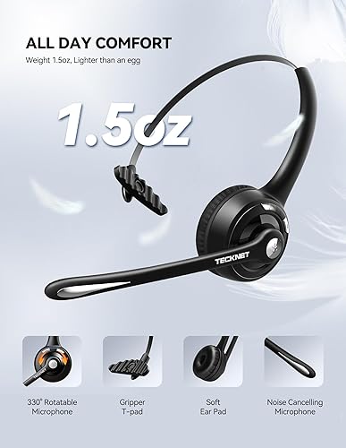 TECKNET Bluetooth Headphones Over Ear, 65 Hours Playtime and EQ