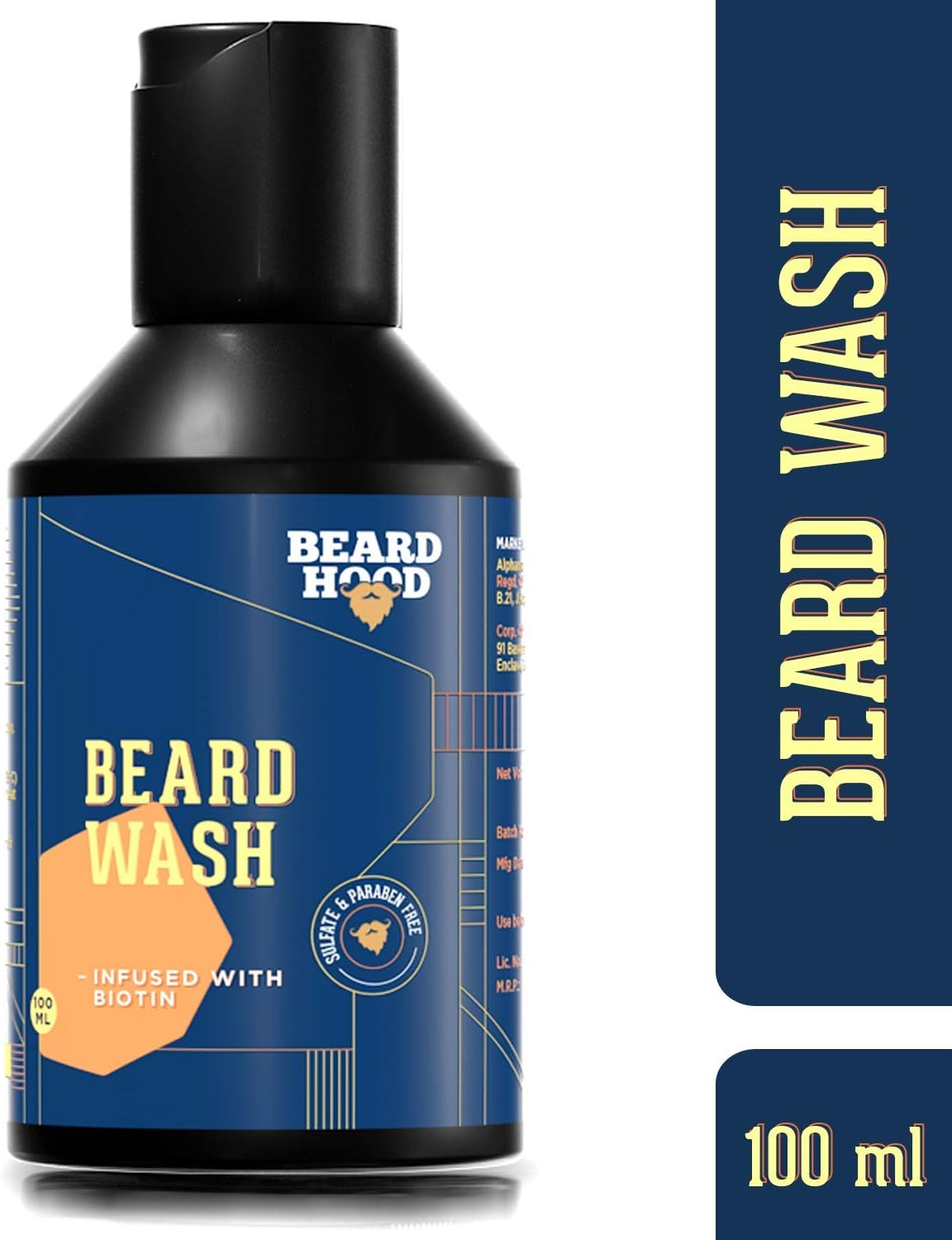 Beardhood Beard Wash With Biotin and Aprikot Kernel Oil 100ml | For Clean, Nourished and Healthy Beard | Goodness Of Vitamin E | Skin Friendly | Sulfate & Paraben Free