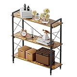 JUNHEDAMAI 3 Tier Small Bookshelf, Wood Metal