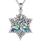 YAFEINI Crystal Tree of Life/Star of David Necklace S925 Sterling Silver Tree of Life Pendant Necklace Family Tree Jewelry Gift For Women Female Mother Wife