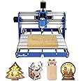 WolfPawn CNC Router Machine 3018 Blue All-Metal for Beginner with Emergency-Stop 3 Axis GRBL Control Engraving Machine Milling Carving for Wood Acrylic MDF PVC Plastic, 300X180X60mm (775Motor)