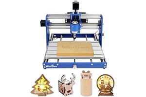 WolfPawn CNC Router Machine 3018 Blue All-Metal for Beginner with Emergency-Stop 3 Axis GRBL Control Engraving Machine Milling Carving for Wood Acrylic MDF PVC Plastic, 300X180X60mm (775Motor)