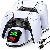 for PS5 Controller Charger Station for PlayStation 5 Dualsense, for PS5 Controller Charging Dock with LED Indicator, for PlayStation 5 Controllers Charging Station Stand with Fast Charge Cable,White