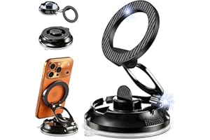 Phone Holder Car, Magnetic Car Phone Holder Mount for MagSafe [90+LB Strongest Suction] 360° Rotation, Vacuum Suction Cup Car