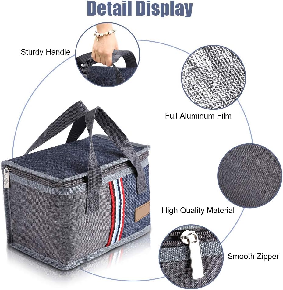 Zerodis Insulated Lunch Bag, Portable Heat and Cold Preservation Travel Food Bag - Image 4