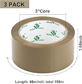 BOMEI PACK Brown Packing Tape 3 Rolls + Dispenser 48mm x 66m 48mic view 2