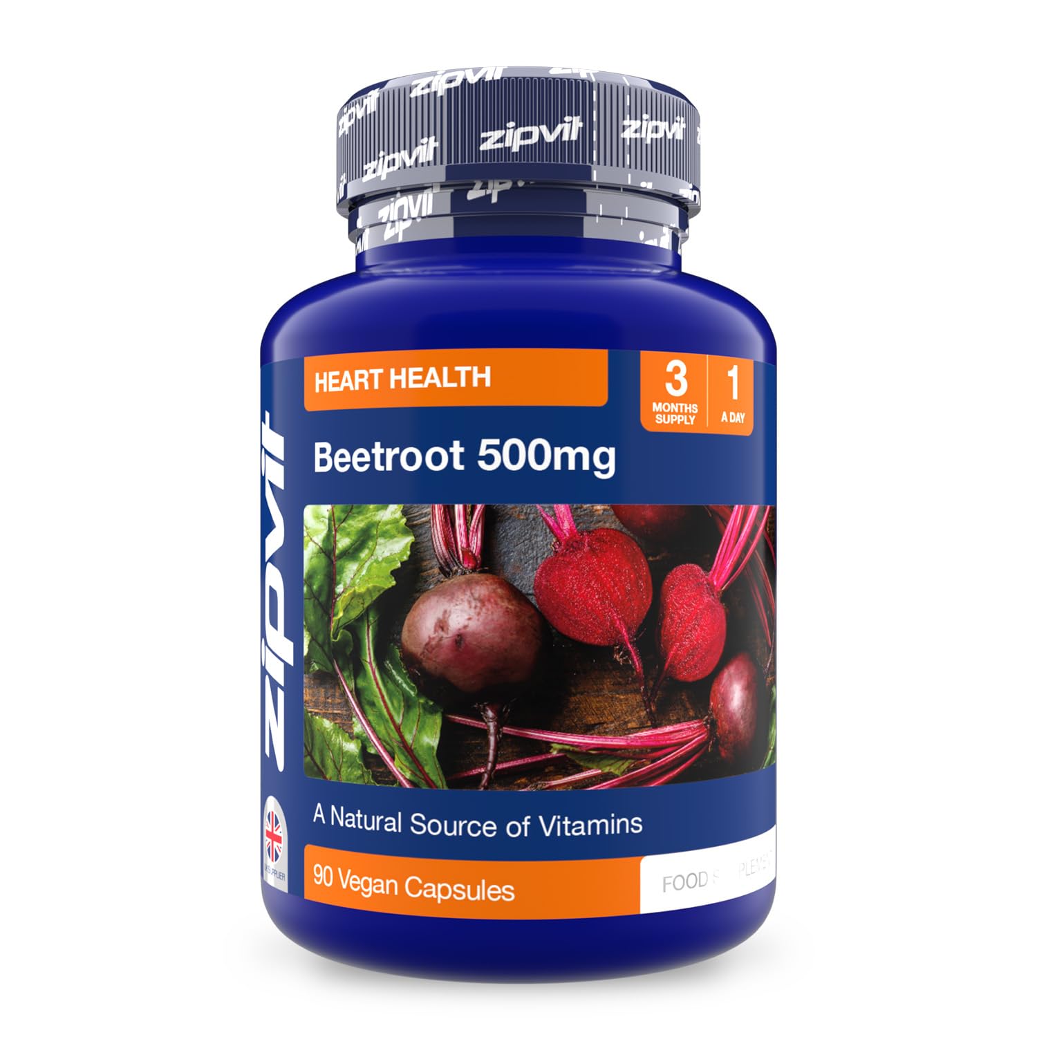 Zipvit Beetroot Capsules 500mg, 90 Vegan Capsules, Beetroot Supplement, Naturally Rich in Vitamin A, B6 and Vitamin C