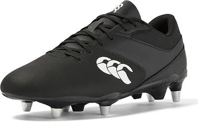 Canterbury Phoenix Raze Soft Ground Rugby Boots Unisex Black White 11
