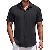 COOFANDY Men's Short Sleeve Button Down Shirts Casual Summer Untucked Wrinkle Free Dress Shirts with Pocket