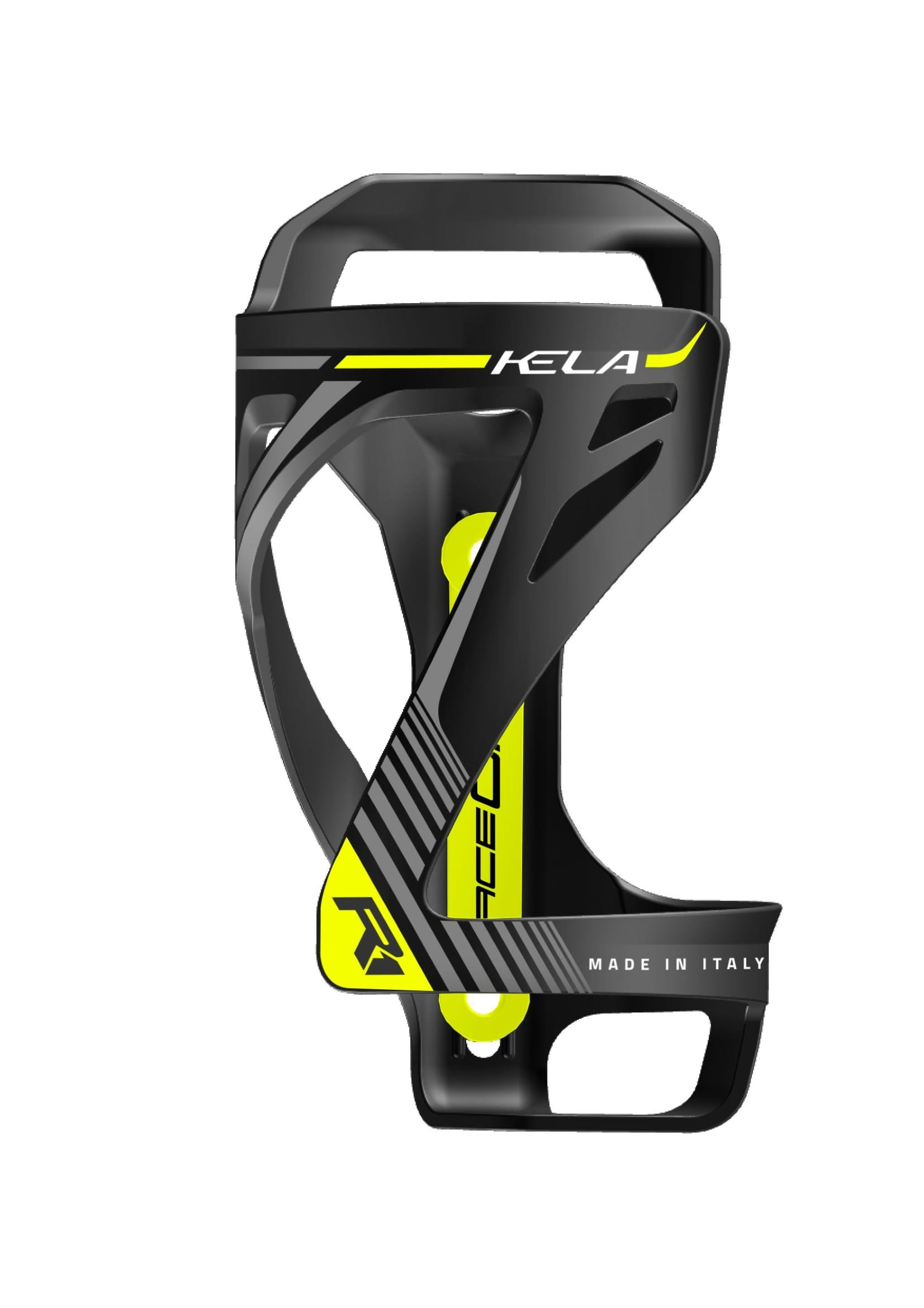 RaceOne - Kela Side Entry Water Bottle Cage for Bicycle Bottles in Black/Yellow