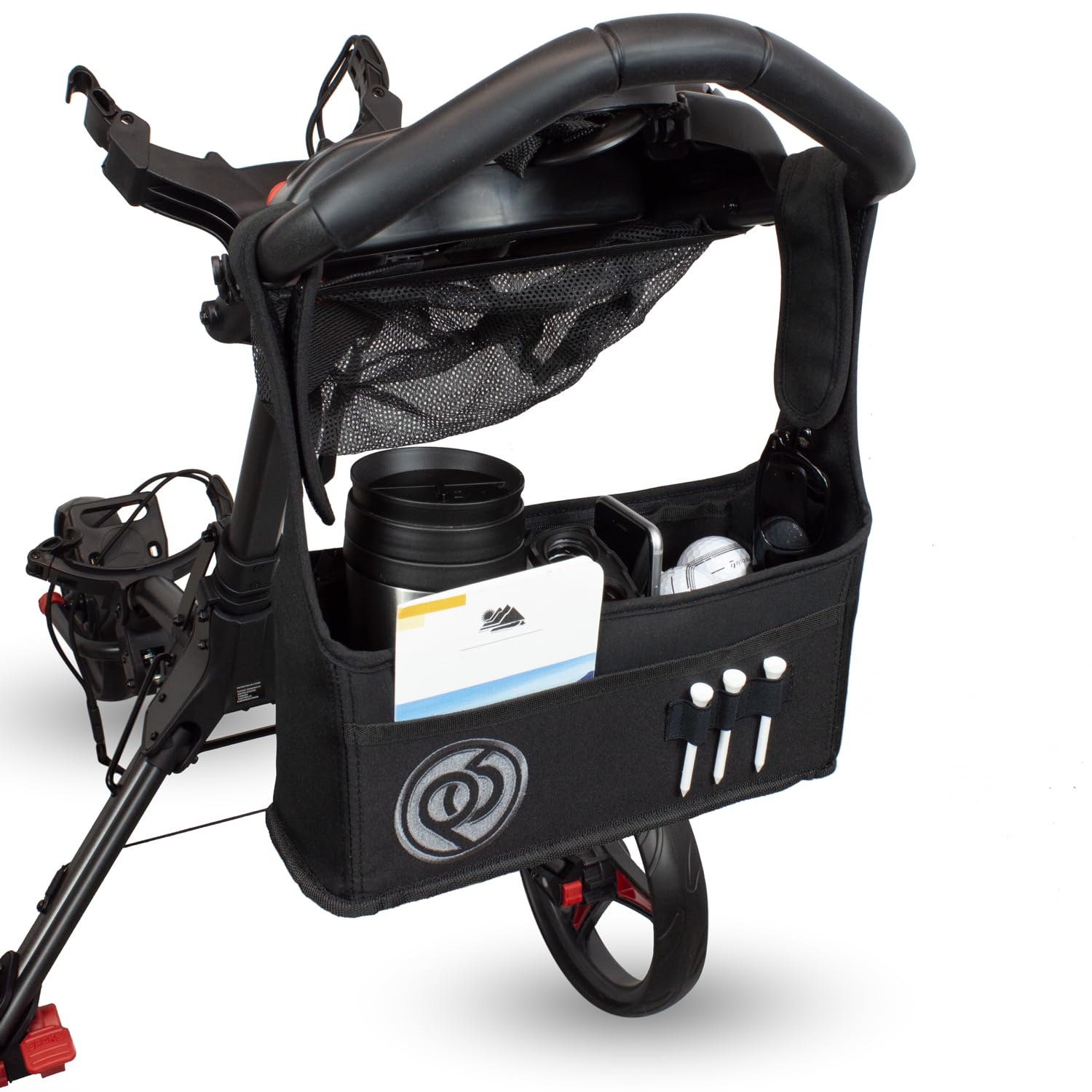 Universal Golf Push Trolley Organiser Pouch, Easy Access Holder for Accessories, Rangefinder, Drink and More. Compatible with Motocaddy, Powakaddy, Clicgear, Cube, Masters, Big Max & Many More