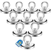 BEST CHOICE MAGNETS 10 Pack Heavy Duty Magnetic Hooks, 100 LB (45KG) | Magnetic Hooks with Countersunk Hole Eyebolt, Perfect for Home, Kitchen, Workplace, Office and Garage