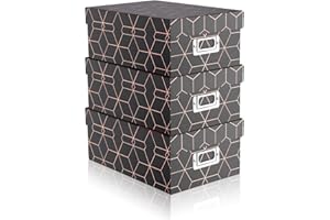 Nosiny 3 Pcs Jumbo Photo Storage Box Sturdy Scrapbook Storage Box with Lid Document Photo Organizer Keepsake Letter Memories Storage Cases Picture Album Keeper (Stylish,11 x 7.38 x 4.38 Inch)