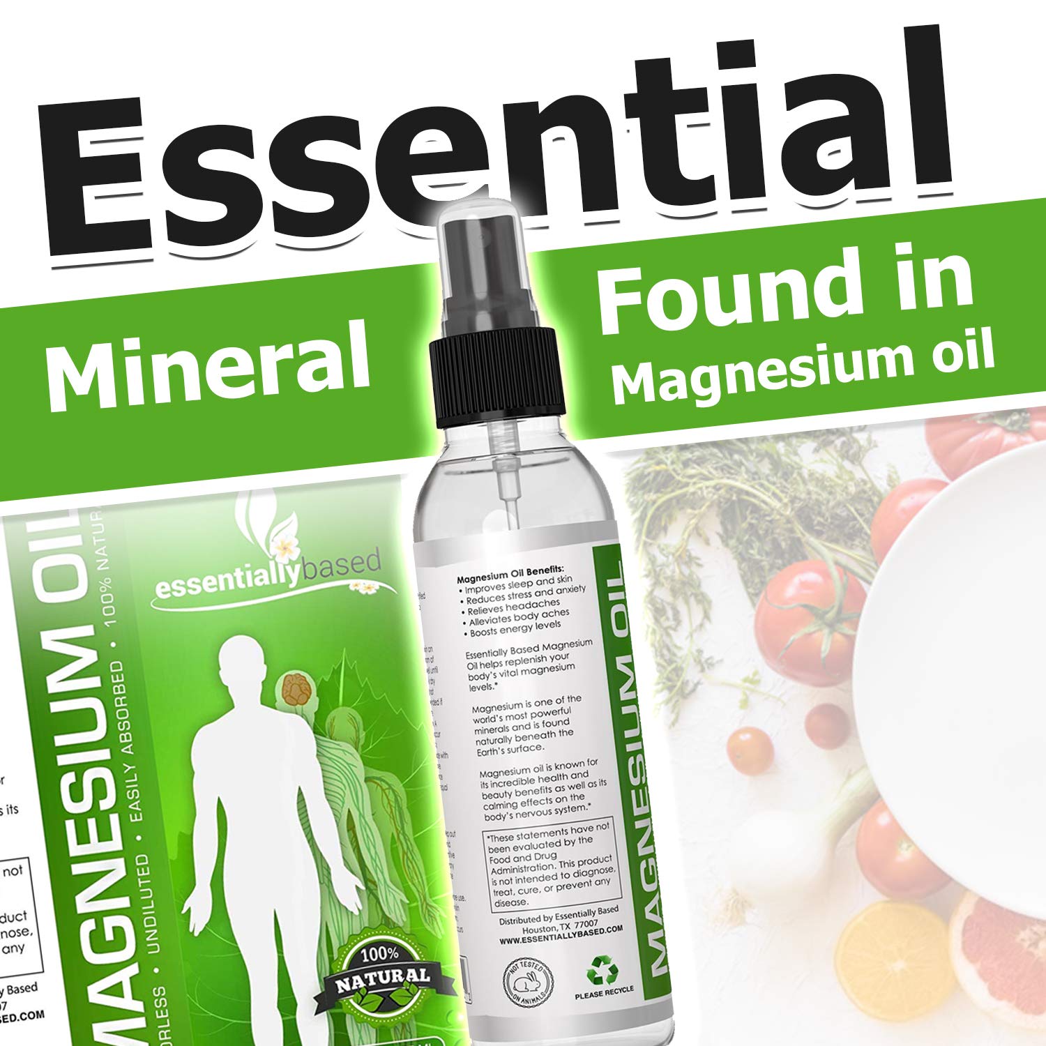 Magnesium Oil Spray LARGE 8oz Size EXTRA STRENGTH 100 Pure for Less Sting Less Itch
