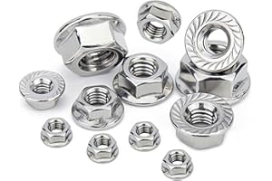 HAUZSDISAINS M6 x 1 Flange Nuts Pack of 25. Metric Size Stainless Steel Nuts 304 Hardware Nuts. Full Thread Cutting Nuts. Bright Finish Flange Nuts. Fastener Tool.