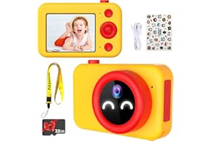 WEOCHI Kids Camera,1080P 16MP Digital Point and Shoot Camera for Toddler,Video Camcorder Camera for Vlogging with 2.4” IPS Screen 32GB SD Card,Mini Camera Gift for Boy Girl Teens Students