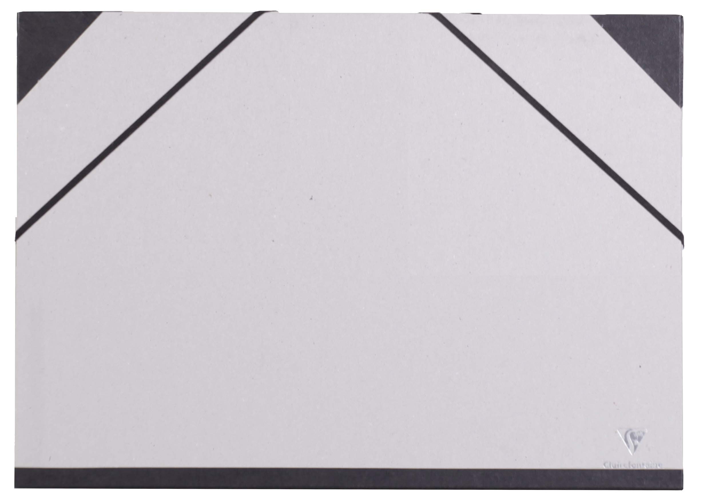 Clairefontaine - Ref 44614C - Art Folder with Elastic Straps Closure - Raw Grey Colour - Customisable Vellum Card Surface, Suitable for A3+ Sized Documents