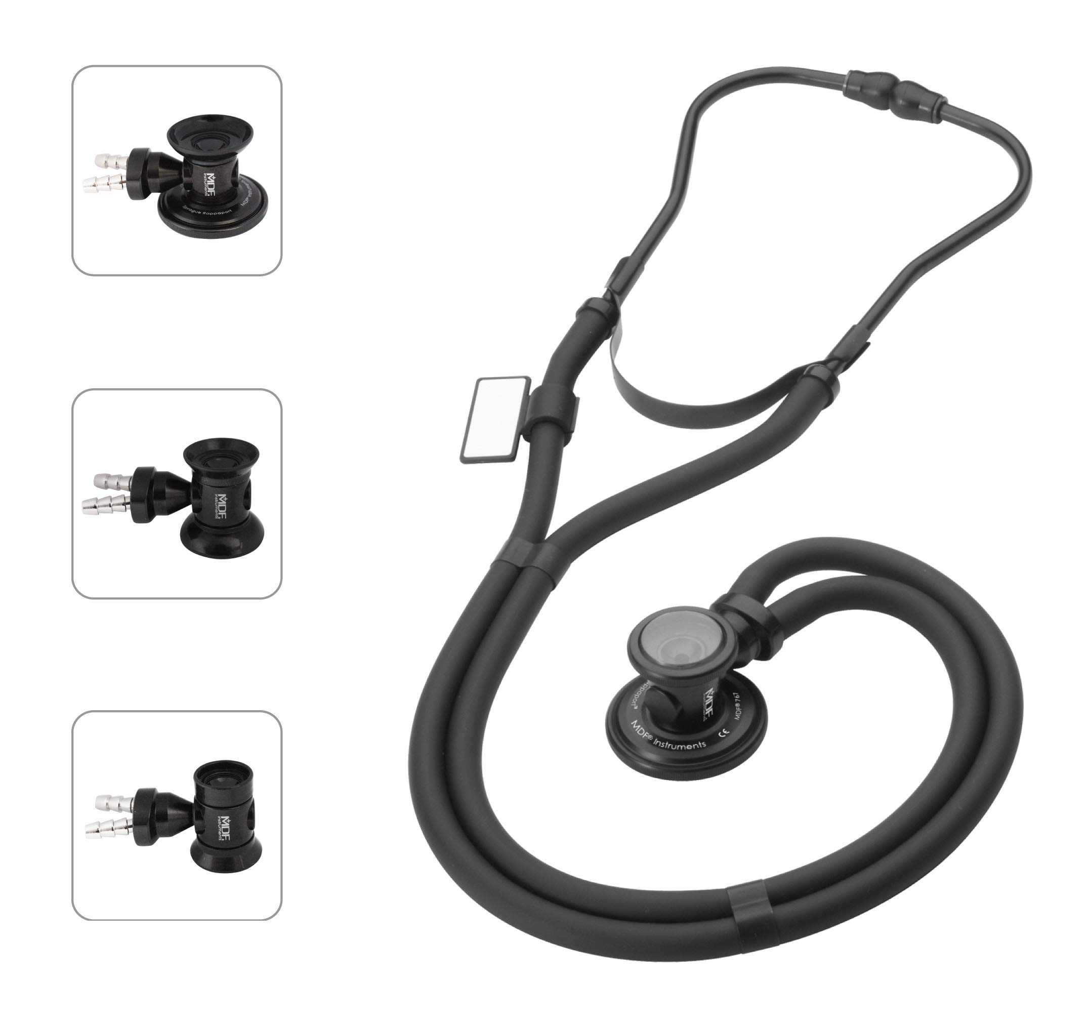 MDF Instruments, SpragueRappaport Dual Head Stethoscope with Adult, Pediatric, Black Tube, Infant Convertible chestpiece, MDF767BO