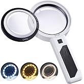 JARLINK Magnifying Glass with Light, 30 LED, Detachable Dual Lenses | Detachable Dual Lenses with 30 LED and 3 Light Modes. Ideal Lighted Magnifier for Seniors Reading, Coins, and Crafts