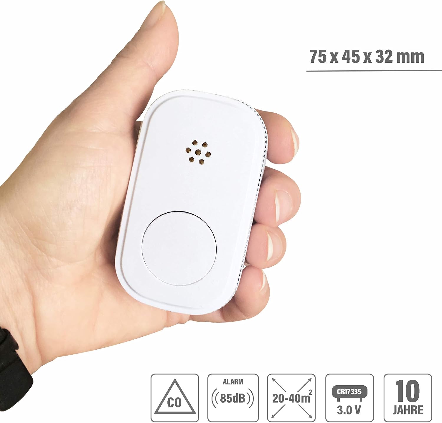 Nemaxx M10 Mini CO 10-Year Battery, Carbon Monoxide 85 dB-Gas Alarm of The Latest Technology 75 mm - Image 4