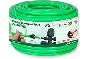 ‌Araiozora 1/4in Drip Irrigation Tubing - 75ft Flexible Garden Hose for DIY Irrigation Systems, Hydroponics, Greenhouse & Outdoor Watering | Lightweight Misting Tubing, UV-Resistant (Green)