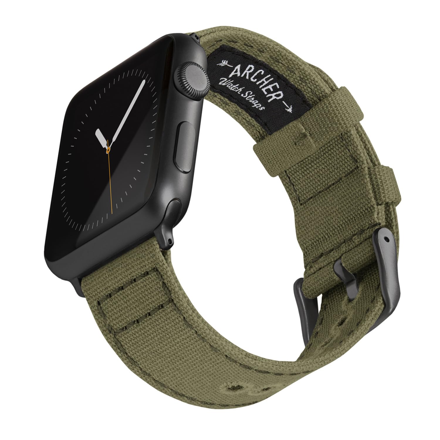 Archer Watch Straps - Canvas Straps for Apple Watch (Faded Olive, Gray, 44/45/46/49mm)