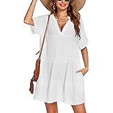 AI'MAGE Women's Swimsuit Coverups Bikini Beach Swimwear Cover Up A-line Bathing Suit Cover Up Dress with Pockets