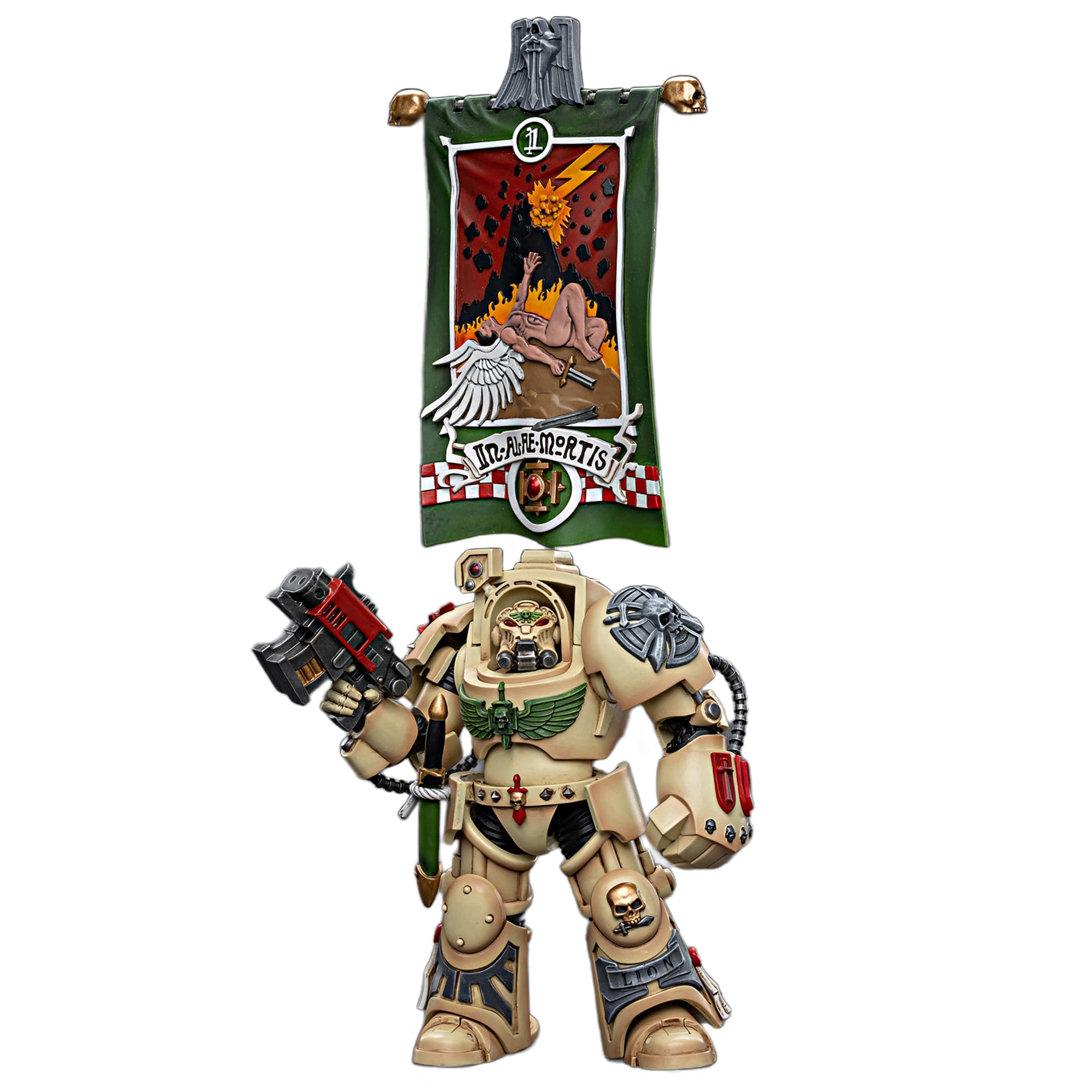 TOYVERSE Joytoy 1/18 Action Figure Warhammer 40,000, Dark Angels Deathwing Ancient with Company Banner, 13.6 cm, Mobile Joints Character Model, 15+