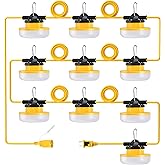 LEDIARY 100FT LED Construction String Lights, 150W 15000LM String Work Light, Linkable Jobsite Lights, Weatherproof Temporary Lighting Indoor&Outdoor, ETL Listed